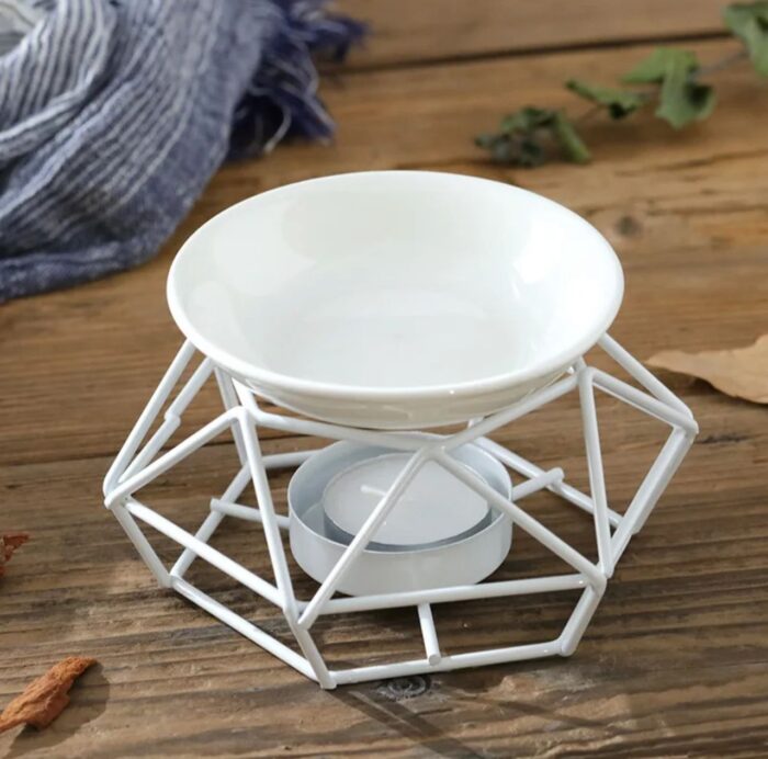 Bruleur Support Fer Motif Triangle Blanc – Image 1